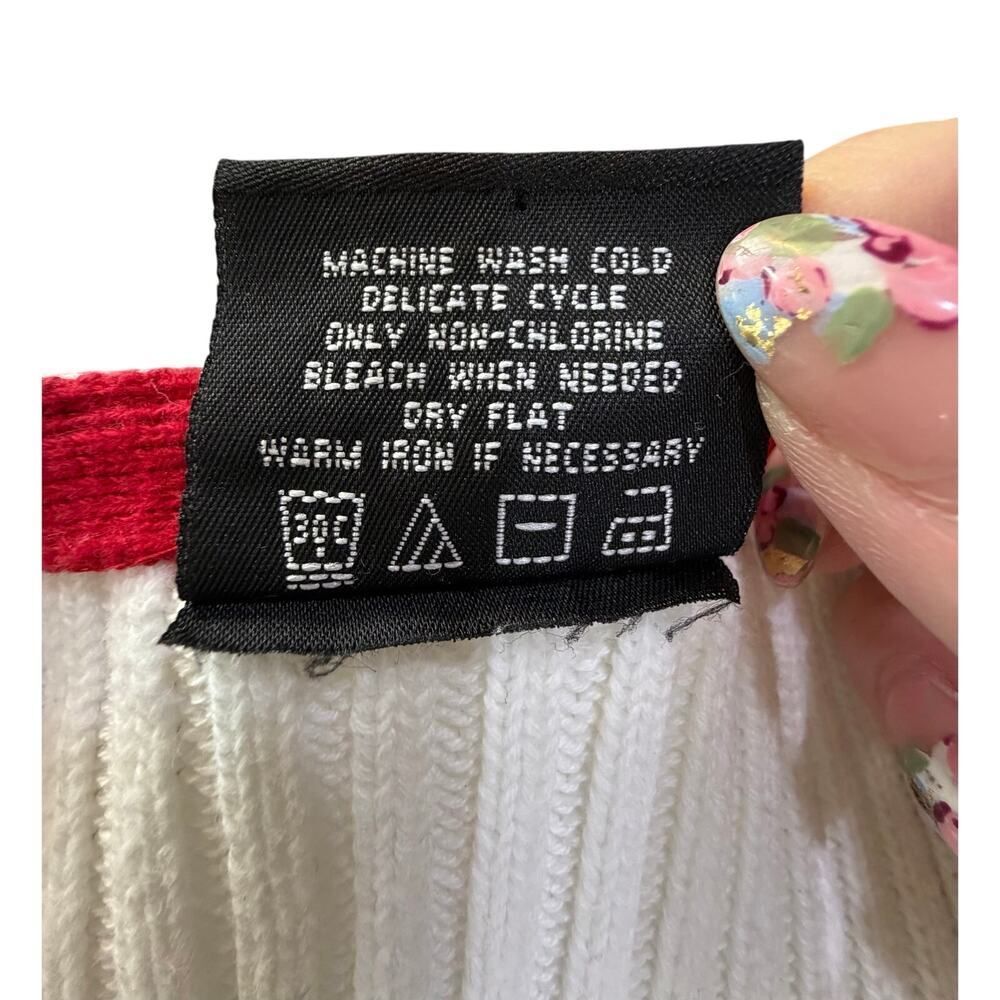 VTG Y2K Polo Ralph Lauren Polo Ribbed Knit Sweater American Flag White Red Small - Picture 15 of 15